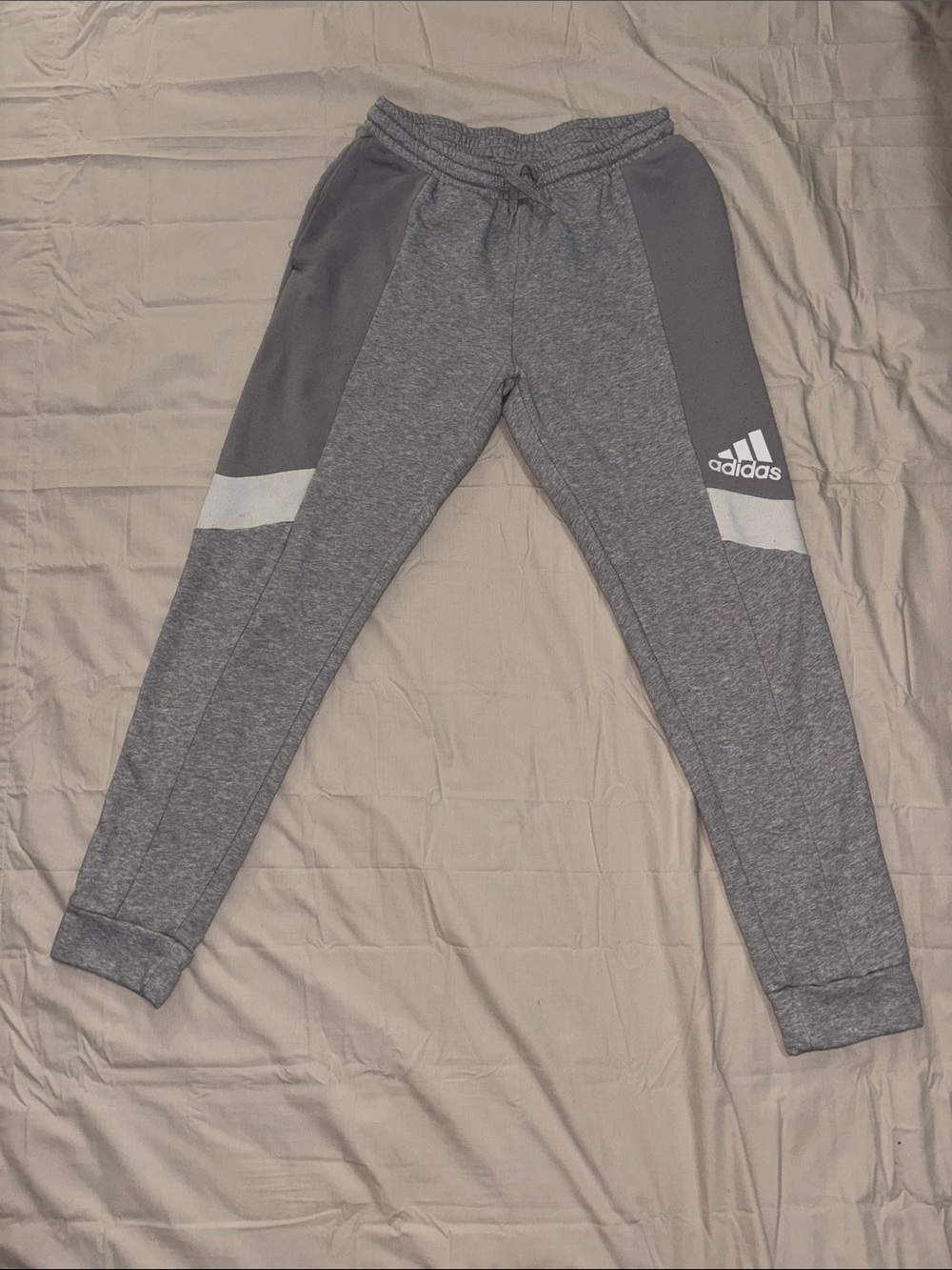 adidas Gray Athletic Jogger Sweatpants with White Accents